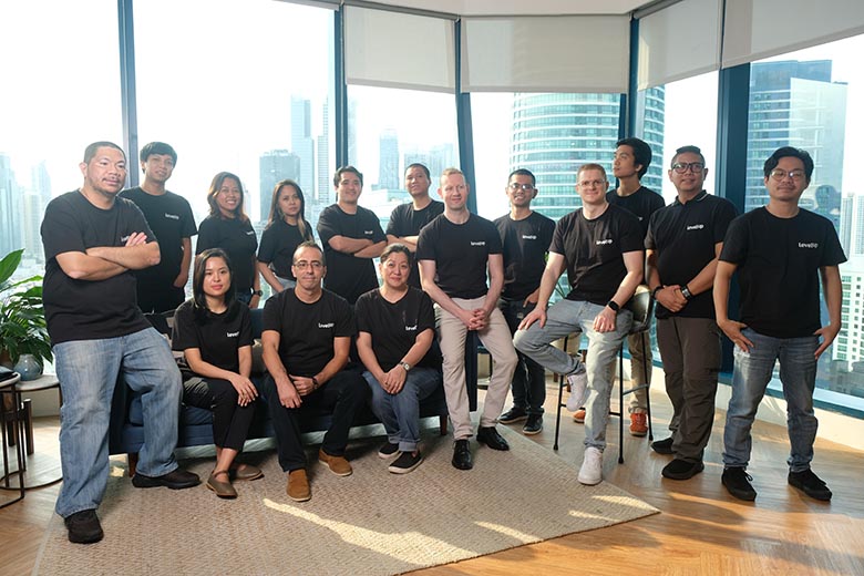 Group photo of the LevelUp team, featuring team members wearing black LevelUp shirts.