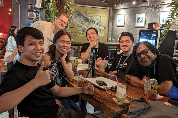 LevelUp team at a dinner together